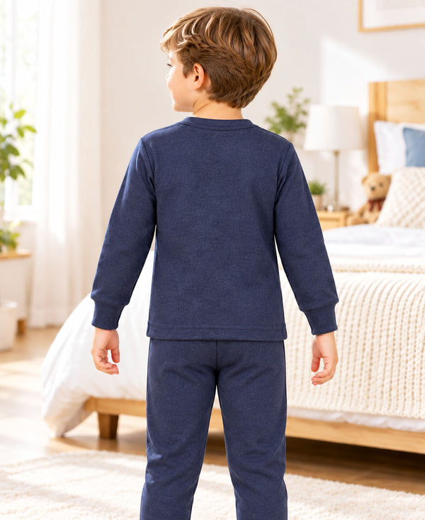T.T. Unisex Baby Suit For Boys & Girls|Full Sleeve Button-Front Thermal Set|Soft & Comfortable Super Warm Kids Wear|Pack Of 2|Blue,Anthra