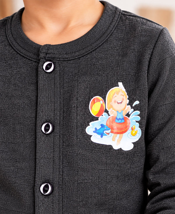 T.T. Unisex Baby Suit For Boys & Girls|Full Sleeve Button-Front Thermal Set|Soft & Comfortable Super Warm Kids Wear|Pack Of 2|Anthra