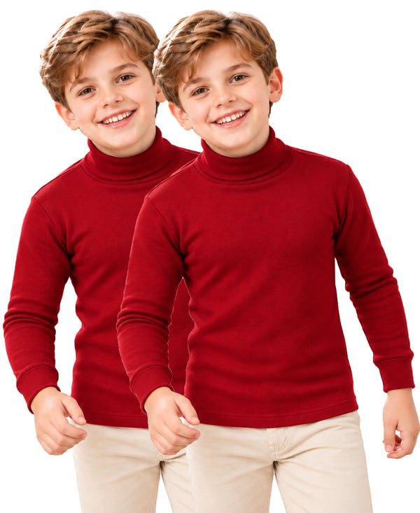 T.T. Boys & Girls |Slim Fit| Cotton Fleece |Full Sleeves|High Neck|Trendy Winter Wear|Dyed Top Pack Of 2-Red