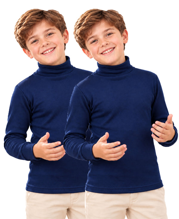 T.T. Boys & Girls |Slim Fit| Cotton Fleece |Full Sleeves|High Neck|Trendy Winter Wear|Dyed Top Pack Of 2-Blue