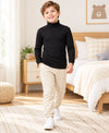 T.T. Boys & Girls |Slim Fit| Cotton Fleece |Full Sleeves|High Neck|Trendy Winter Wear|Dyed Top -Black