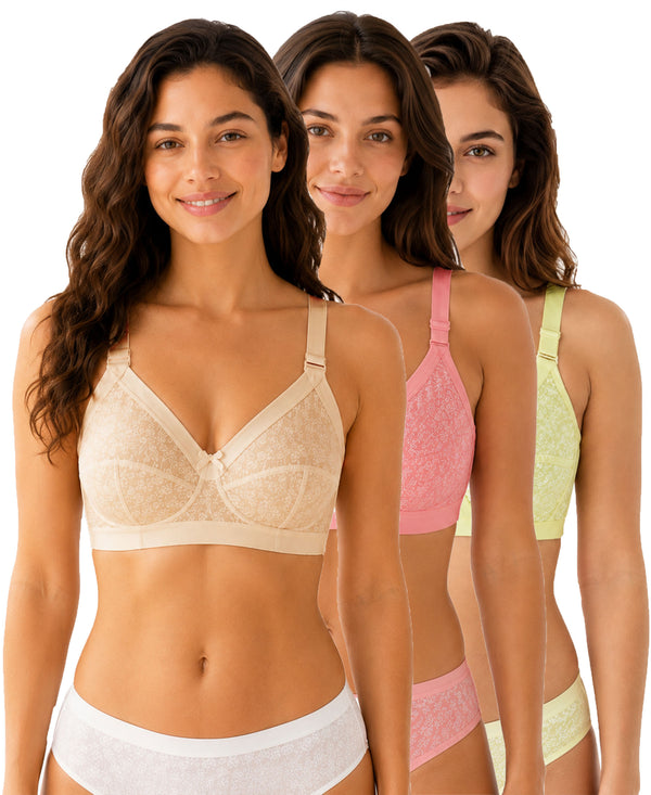 T.T. Women Desire Printed Bra PO3 Beige,Coral,Yellow