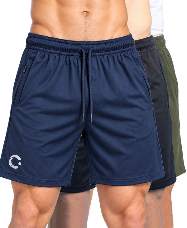 T.T. Men|Dri Fit Sports Short|Regular Fit|Side Pocket|Ideal For Gym, Sports & Daily Wear|Pack Of 3-Navy,Black,Olive
