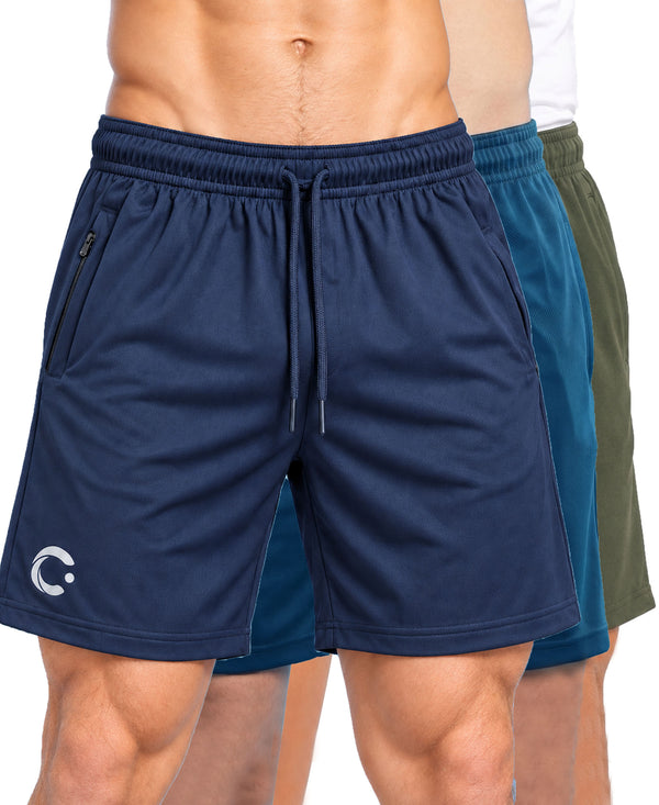 T.T. Men|Dri Fit Sports Short|Regular Fit|Side Pocket|Ideal For Gym, Sports & Daily Wear|Pack Of 3-Navy,Teal,Olive