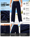 T.T.Men PO2 Premium Cord-Knit Wide-Leg Track Pant -Cream,Navy