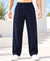 T.T.Men Premium Cord-Knit Wide-Leg Track Pant -Navy