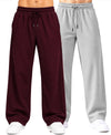 T.T.Men PO2 Premium Cord-Knit Wide-Leg Track Pant -Wine,Cream