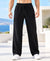 T.T.Men Premium Cord-Knit Wide-Leg Track Pant -Black