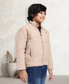 HiFlyers Boys Regular Fit | Polyster |Fluffy Full Sleeves |Quilted Insulation|High Neck Stand Collar|Zipper Jacket -Beige
