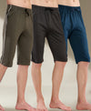 T.T. Men Regular Fit Poly Jersey Capri With Side Piping Pack Of 3-Airforce-Anthra-Olive