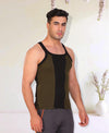 T.T. Men DesignerGym Vest Pack Of 2 Olive-Black -Grey-Blue