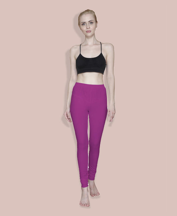 T.T. Women Solid Chudidar Cotton Lycra Cool Leggings -Burgandy