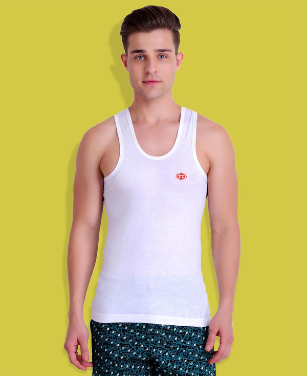 T.T. Men Cool 100% Cotton With Moisture Wicking & Cooling Technology Vest (Pack Of 2) White