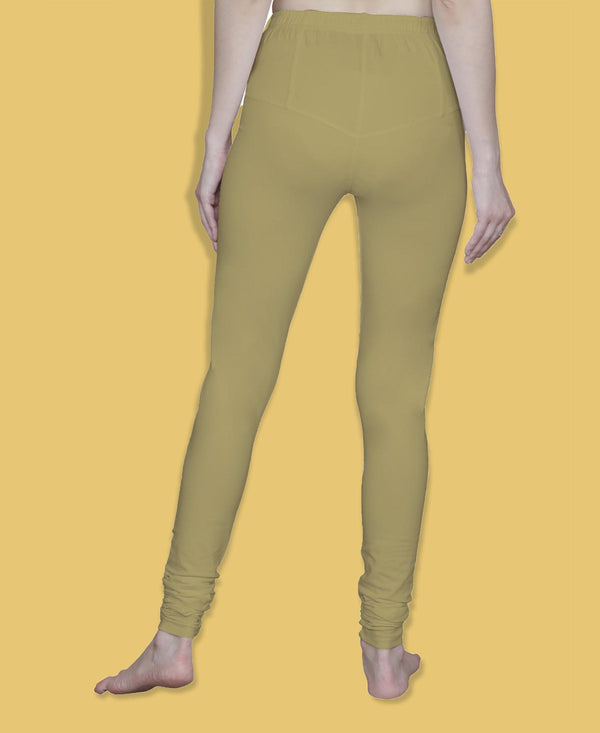 T.T. Women Solid Chudidar Cotton Lycra Cool Leggings -Beige - Coffee( Free Size)