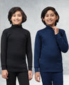 T.T. Boys & Girls |Slim Fit| Cotton Fleece |Full Sleeves|High Neck|Trendy Winter Wear|Dyed Top Pack Of 2-Black-Blue