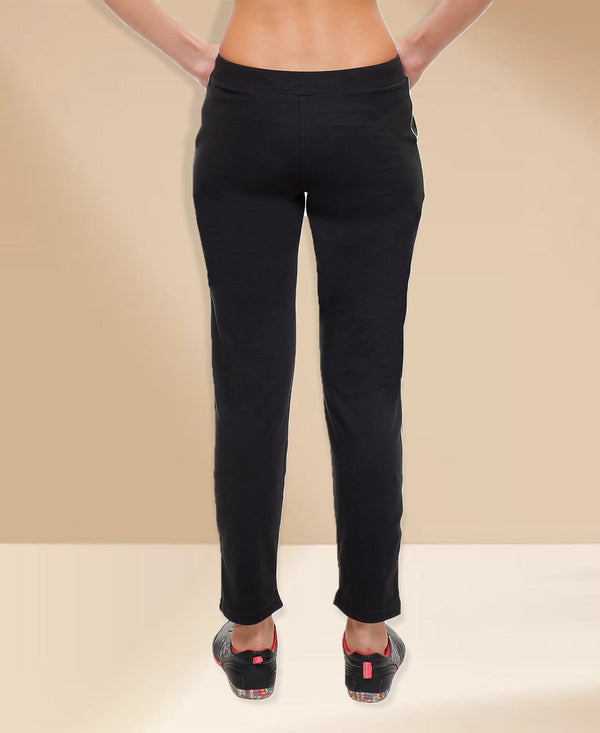 T.T. Women 100% Cotton Interlock Fabric Black Track Pant