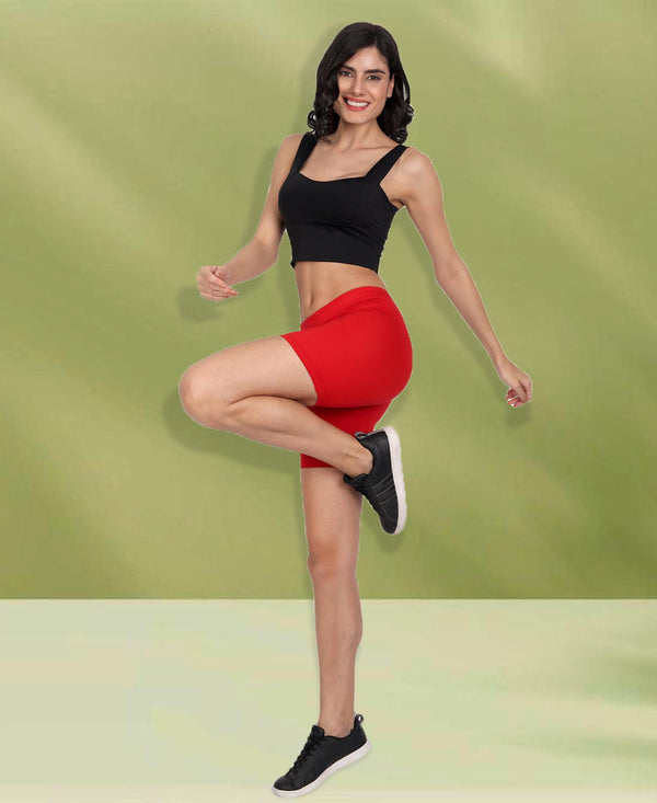 T.T. Pearl Women 2 Pack Red & Maroon Cycling Shorts