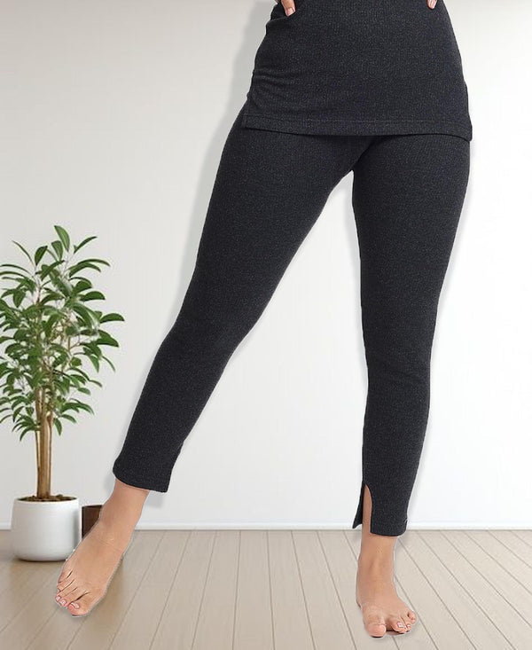T.T. Women Regular Fit Cotton Rich With Elastomeric Finish Thermal Trouser Pack Of 1-Black