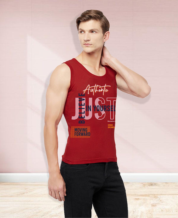 T.T. Men|Cool Tees|100% Cotton|Printed| Regular Fit |Round Neck Muscle Tshirts|Pack Of 2|Red::Black