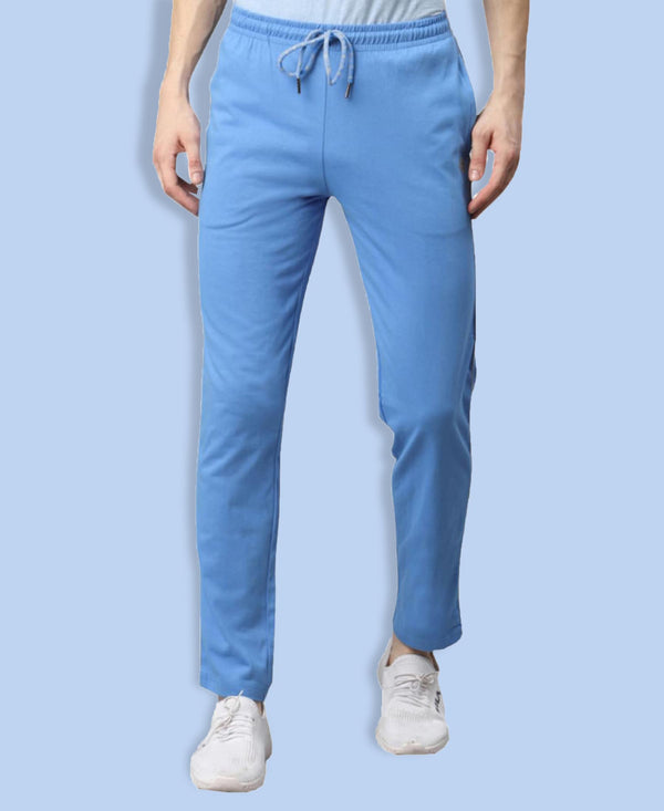 T.T. Men|Cotton Trackpant With Zipper Pocket|Regular Fit|Elastic Waist With Drawstring, Ultra Soft Stretch Fabric – Gym, Sports & Casual Wear With Side Piping||Blue