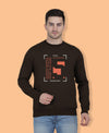 Hiflyers Men|Regular Fit|Chest Printed Cotton Fleece|Soft Stylish Casual Winter Wear Sweatshirt|Coffee-P7