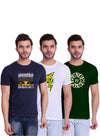 T.T. Men|Printed Tshirts For Men|Eco Friendly Recycled Fabric |Graphics Printed Tees|Round Neck|Half Sleeves|Cotton Blended Tees For Men|Regular Fit|Small Print|Pack Of 3|Navy-White-Olive