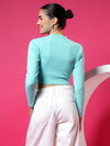 T.T. Women|Slim Fit Ribbed Top|Stretchable Cotton Rib Fabric| Trendy High Street Casual & Office Wear Full Sleeve Crop Tee|Desire Rib Tshirt For Women||Sea Green