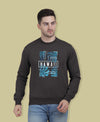 Hiflyers Men|Regular Fit|Chest Printed Cotton Fleece|Soft Stylish Casual Winter Wear Sweatshirt|Charcoal-P5