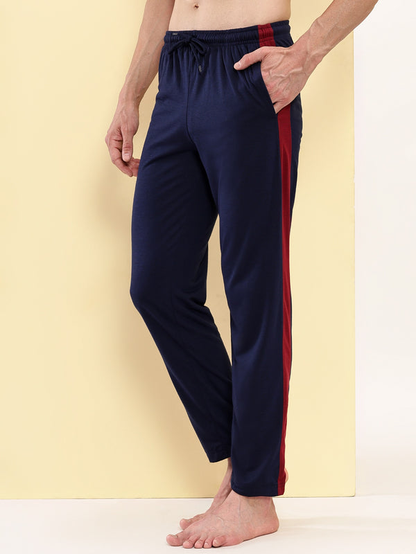 T.T. Men'S Poly Jersey Cut & Sew Trackpant -Navy