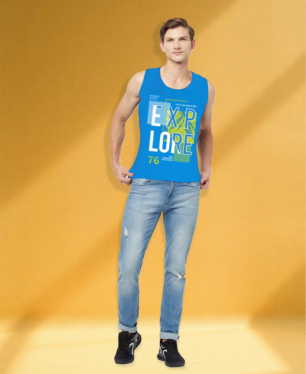 T.T. Men|Cool Tees|100% Cotton|Printed| Regular Fit |Round Neck Muscle Tshirts|Pack Of 2|Blue