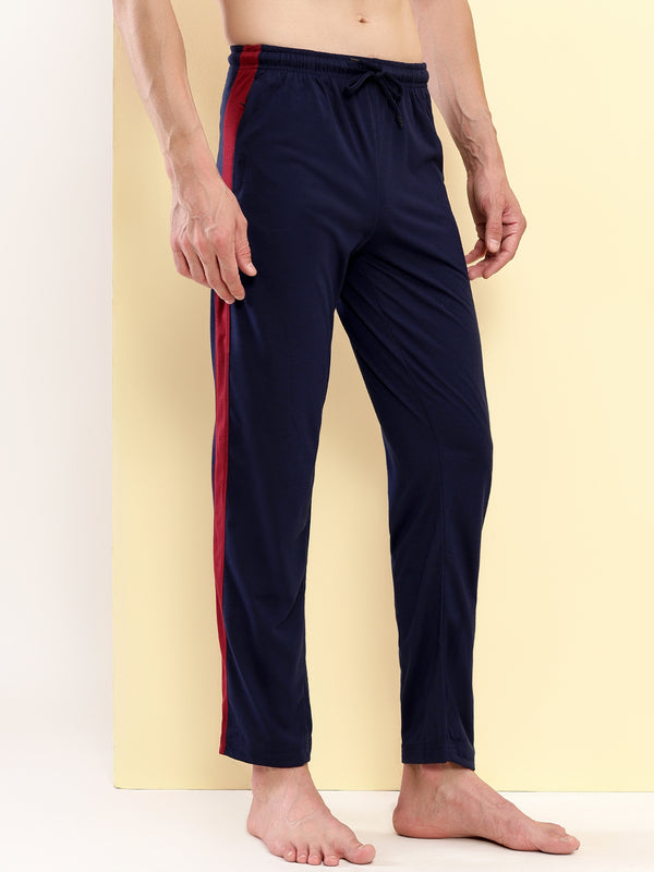 T.T. Men'S Poly Jersey Cut & Sew Trackpant -Navy