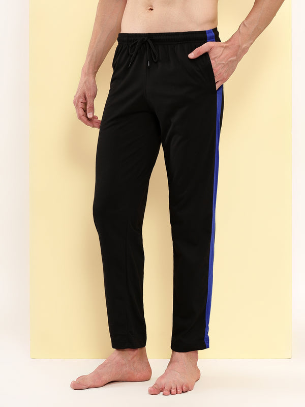 T.T. Men'S Poly Jersey Cut & Sew Trackpant -Black