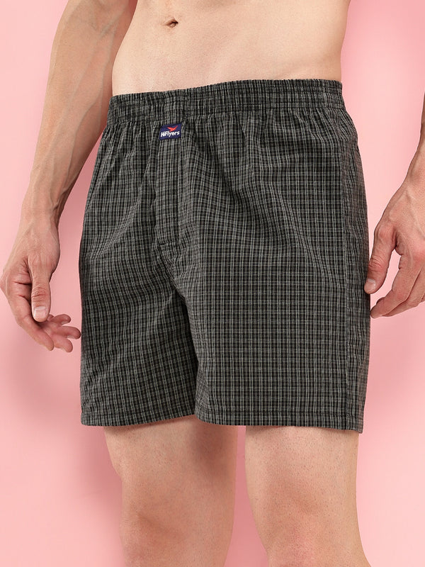 HiFlyers Men Regular Fit Checked Super Combed Cotton Woven Boxer Short Pack Of 1 Green