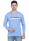 HiFlyers Mens Sky Blue Regular FitPrinted Round Neck Full Sleev Tshirt