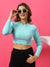 T.T. Women|Slim Fit Ribbed Top|Stretchable Cotton Rib Fabric| Trendy High Street Casual & Office Wear Full Sleeve Crop Tee|Desire Rib Tshirt For Women||Sea Green