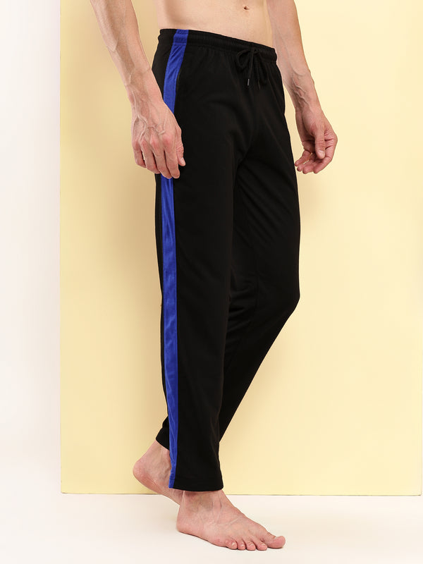 T.T. Men'S Poly Jersey Cut & Sew Trackpant -Black