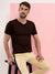 T.T Mens Regular FitPoly Jersey V-Neck Half Sleeve T-Shirt - Brown