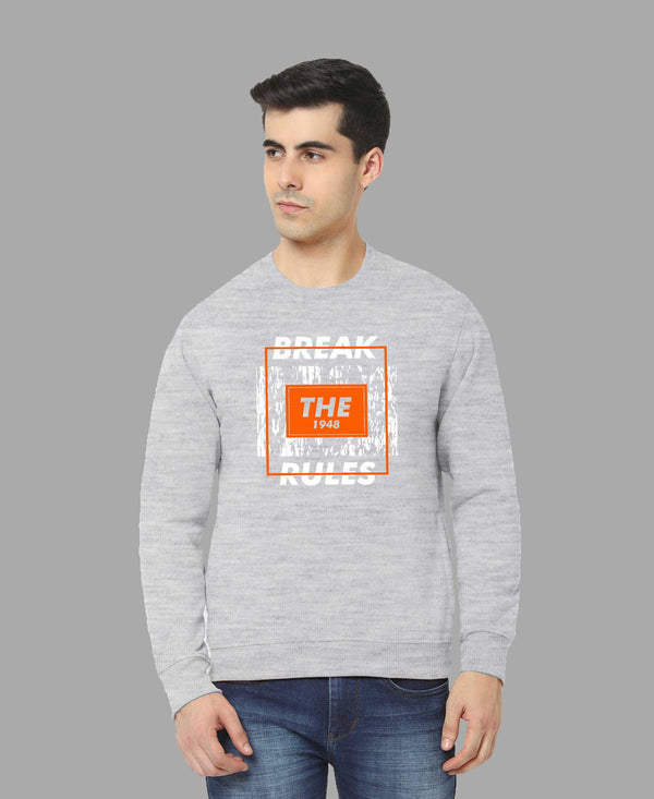 Hiflyers Men|Regular Fit|Chest Printed Cotton Fleece|Soft Stylish Casual Winter Wear Sweatshirt|Grey-P8