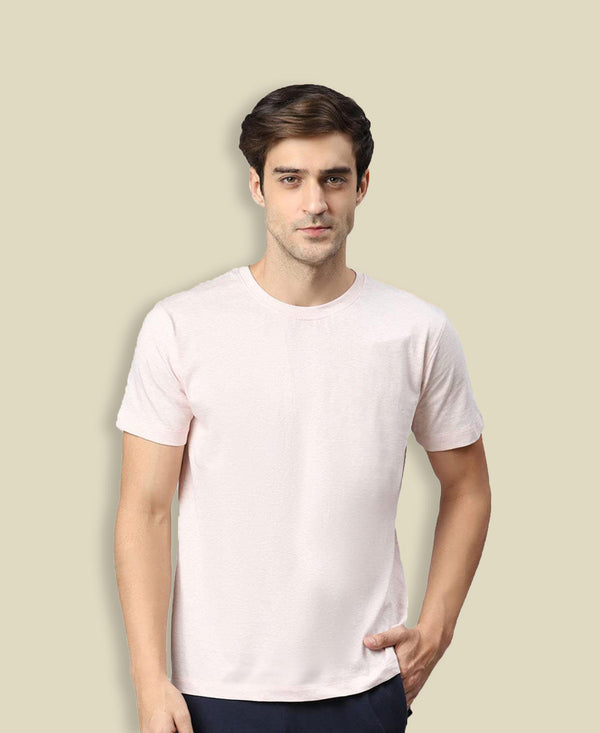 T.T. Men’S Organic Cotton T-Shirt|Melange Slim Fit Tees For Men | Round Neck|Regular Fit|Anti-Bacterial & Lightweight | Ideal For Gym/Sports Activities|Peach