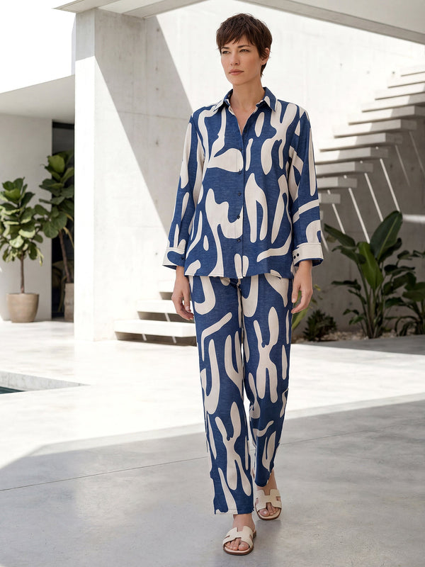 Blue abstract flow co ord