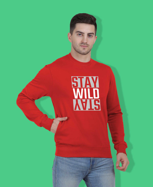 Hiflyers Men|Regular Fit|Chest Printed Cotton Fleece|Soft Stylish Casual Winter Wear Sweatshirt|Red-P15