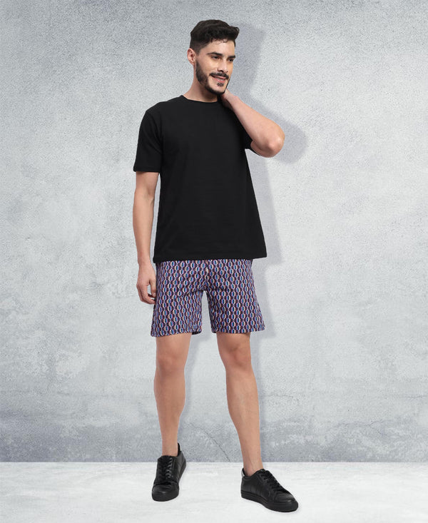 T.T. Men Regular Fit Cotton Polyster Printed Short With Zip Pocket Pack Of 1-Purple