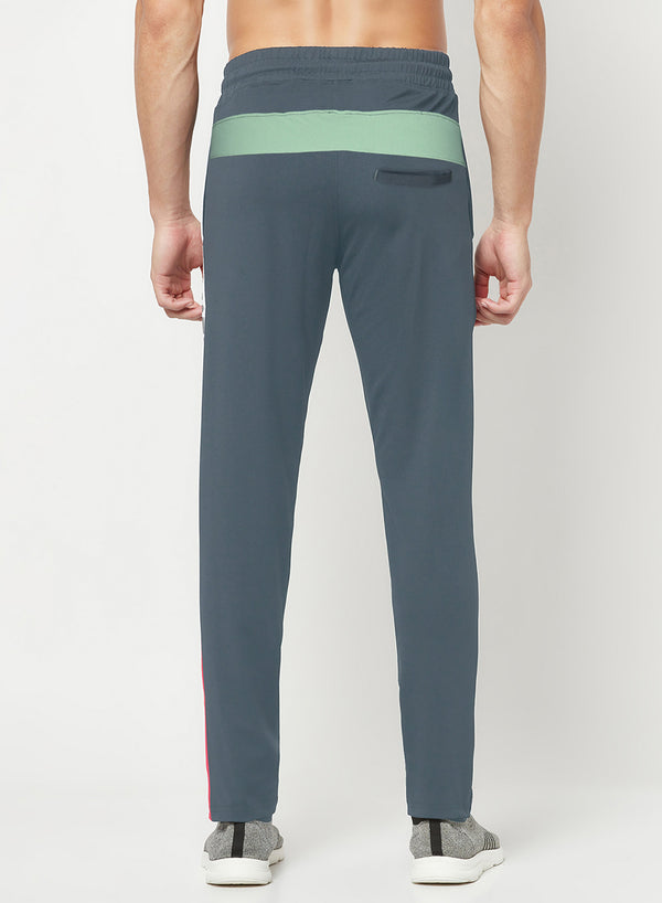 HiFlyers Mens Anthra-Green Slim Fit Cut & Sew Sports Trackpant( 4 Way Strachable)