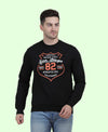 Hiflyers Men|Regular Fit|Chest Printed Cotton Fleece|Soft Stylish Casual Winter Wear Sweatshirt|Black-P1