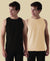 Almo Men’S Cotton Vest|Premium Melange Cotton|Regular Fit|Soft, Breathable, Fade-Resistant | Anti-Bacterial & Lightweight | Ideal For Gym/Sports Activities|Pack Of 2|Black::Tan