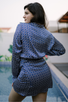 Blue satin shirt dress
