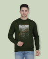 Hiflyers Men|Regular Fit|Chest Printed Cotton Fleece|Soft Stylish Casual Winter Wear Sweatshirt|Olive-P13