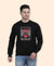 Hiflyers Men|Regular Fit|Chest Printed Cotton Fleece|Soft Stylish Casual Winter Wear Sweatshirt|Black-P2