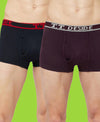 T.T. Mens Desire Fashion Top Elastic Trunk Pack Of 2 Black-Purple