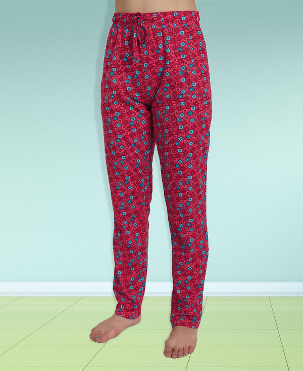 HiFlyers Women Comfort Fit Rose & Blue Printed Cotton Pyjama